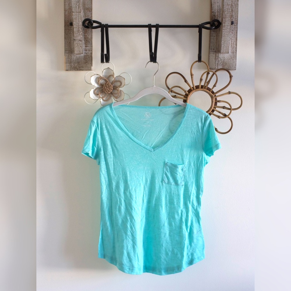 Blue V Neck Tee